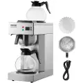 Vevor 12 kopper kommersiell dryppkaffetrakter, kaffetrakter med 2 glasskarafler og 2 varmeplater, rustfritt stål hellekaffetrakter for restaurant, kontor, kafé
