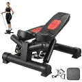 Vevor Trappestepper, Mini Stepper for trening hjemme, Hydraulisk Fitness Vri-Stepper med Motstandsbånd, Full Body Workout Cardio Utstyr, Trappeklatrer med LCD-skjerm, 330lbs Lastekapasitet