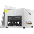 Vevor 15L ultralydrenser med varmetimer og kurv, profesjonell digital sonisk kavitasjonsmaskin, 360W rengjøringsmaskin for laboratorieverktøy, metalldeler, forgasser, messing, bildeler, motordeler