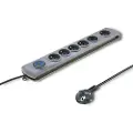 Qoltec - Overspenningsavleder - AC 230 V - 3680 watt - utgangskontakter: 6 - 3 m kabel - grå