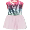 Billieblush for girl. U20650 Pink sequined dress (6años= 114/119cm), Casual, Polyester, Sleeveless / Straps, children's fashion