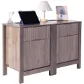 Vevor Farmhouse-endebord, sett med 2, firkantet nattbord med USB-porter og stikkontakter, 3-etasjes sidebord med oppbevaringsskap og 2 skuffer, ideelt for stue, soverom, kontor, grå