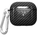 Mtp Products AirPods 4 TPU-deksel med Karabinkroken - Karbonfiber - Svart