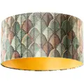 QAZQA Fløyelslampeskjerm med bladmønster og gullinnside 50/50/25