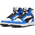 Puma Rebound V6 Mid Sneakers Youth, Shoes, White/Black/Racing Blue, 35.5