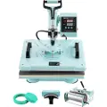 Vevor varmepressemaskin, 12 x 15 tommer, 5-i-1 varmeoverføringsmaskin med 30 oz tromlepresse, 360° svingbar T-skjortepressing, digital presis kontroll, for T-skjorter/krus/hatter/tallerkener, grønn