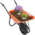 Vevor elektrisk trillebårvogn, 500W drevet hagevogn, 5 cu. ft. last og 330 lbs kapasitet med metallhåndtak og 16" beltehjul, én trillebår hagevogn og vogner for plenbruk