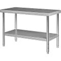 Vevor forberedelsesbord i rustfritt stål, 48 x 24 x 34 tommer, 550 kg lastekapasitet Kraftig metallarbeidsbord med justerbar underhylle, kommersiell arbeidsstasjon for kjøkken, restaurant, garasje, ba