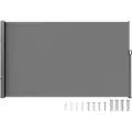 Vevor uttrekkbar sidemarkise, 63''x 118'' utendørs personvernskjerm, 180g polyester vanntett uttrekkbar terrasseskjerm, UV 30+ romdeler vindskjerm for terrasse, bakgård, balkong, grå