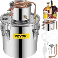 Vevor Hjemmebrent destilleri 8,5 gallon rustfritt stål vanndestilleri 38 liter kobberrør hjemmebryggingssett innebygd termometer for gjør-det-selv whisky vin brandy sølv