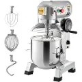 Vevor kommersiell stativmikser, 30 Qts bolle i rustfritt stål, 1500 W kraftig elektrisk matmikser med 3 hastigheter justerbar 108/199/382 rpm, visp med deigkrok inkludert, perfekt for bakeripizzeria