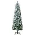 Vevor juletre, 6,5 fot forhåndsbelyst, kunstig juletre med flokk, 250 hvite LED-lys, 814 grentupper, metallbase for hjemmefest og kontordekorasjon