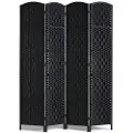Vevor 4-panels romdeler, håndvevde sammenleggbare skjermer med hengsler, bærbare og frittstående romdelere og veggdeler for romseparasjon, svart