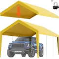 Vevor Carport-utskiftbart kalesjetrekk 10 x 20 fot, garasjetakpresenning kraftig vanntett og UV-beskyttet, enkel installasjon med ballstrikk, beige (kun topptrekk, ramme ikke inkludert)