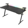 Genesis Holm 510 RGB - Skrivebord - rektangulær med konturerte hjørner - svart - svart sokkel