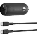 Belkin BoostCharge - Bilstrømadapter - 30 watt - 3 A - Fast Charge, Power Delivery 3.1 (24 pin USB-C) - svart