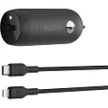 Belkin BoostCharge - Bilstrømadapter - 30 watt - 3 A - Fast Charge, Power Delivery 3.1 (24 pin USB-C) - svart
