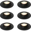 QAZQA Sett med 6 sorte nedfellbare spotlights GU10 50 mm - Gijs
