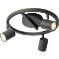 QAZQA Takspotlight svart GU10 50mm 3-lys rund inkl. baklys - Back Up