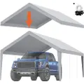 Vevor Carport-utskiftbart kalesjetrekk 13 x 20 fot, garasjetakpresenning kraftig vanntett og UV-beskyttet, enkel installasjon med ballstrikk, grå (kun topptrekk, ramme ikke inkludert)