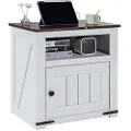 Vevor Farmhouse-endebord, firkantet nattbord med USB-porter og stikkontakter, 3-etasjes sidebord med oppbevaringsskap, ideell for stue, soverom, kontor, hvit