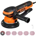 Vevor Orbitalsliper, 6-tommers DA og GA dobbeltvirkende orbitalsliper, 850W 7400PRM elektrisk håndsliper med 6 variabel hastighet og 10 stk. sandpapir, støvkobling for trebearbeiding og detaljering