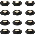 QAZQA Sett med 12 sorte innfelte spotlights GU10 50 mm - Gijs