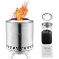 Vevor Bordpeis, 6 tommers peis i rustfritt stål for innendørs og utendørs bruk, bærbar spritbrenner, smores-maskin, vedfyring eller pelletsdrevet for camping, terrasse, sylinder sølv 1,96 lbs
