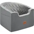 Vevor hundesete, vanntett hundesete for bil med oppbevaringslomme, klipsbar sikkerhetsbånd og svampfyll, hundeseng for små og mellomstore hunder opptil 23 kg, grå