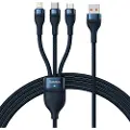 Baseus 3-i-1 USB-kabel Flash Series, USB-C + micro USB + Lightning, 100 W, 1,2 m (blå)