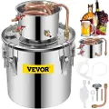 Vevor Moonshine Still Distiller 5Gal 21L Rustfritt Stål Vanndestiller Kobberrør Hjemmebryggingssett Innebygd Termometer for DIY Whisky Vin Brandy Sølv