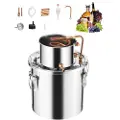 Vevor Alkoholdestillering, 5 gallon / 19 l rustfritt stål vannalkoholdestiller med kobberspiral, hjemmebryggingsraffinering og gjæringssett med termometer og pumpe, for vin, whisky, brandy, sølv