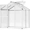 Vevor polykarbonatdrivhus, 6 x 4 fot, utendørs drivhus med justerbare ventilasjonsvinduer, paviljongstilt drivhus med skyvedør, stort walk-in drivhussett i aluminium for hage og bakgård