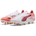 Puma ULTRA 5 MATCH FG/AG Football Boots Unisex, Shoes, White/Black/Glowing Red, 42