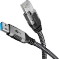 Goobay 70299, USB A, RJ-45, 1 m, Sort, Sølv