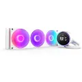 NZXT Kraken Elite 360 RGB - Væskekjølesystem for prosessor - med LCD-skjerm - Radiatorstørrelse: 360 mm - (for: LGA1851, LGA1700, LGA1200, LGA115x Socket, AM4, AM5) - kobber - 120 mm - matt hvit