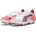 Puma ULTRA 5 ULTIMATE AG Football Boots Unisex, Shoes, White/Black/Glowing Red, 46