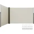 Vevor uttrekkbar sidemarkise, 79''x 236'' utendørs personvernskjerm, 180g polyester vanntett uttrekkbar terrasseskjerm, UV 30+ romdeler vindskjerm for terrasse, bakgård, balkong, beige