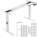 Vevor Elektrisk stående skrivebordsramme Dobbeltmotor Justerbar 66-129cm H Hvit