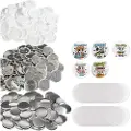 Vevor 500 sett 2,25 tommer 58 mm bakknappdeler, DIY runde knappdeler til merke, sett inkluderer metalltopp, plast-/metallknapp, klar film og blankt papir til gaver, maskin ikke inkludert