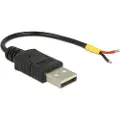 DeLOCK - USB-kabel - USB (hann) til fastkoplet dobbelkabel - USB 2.0 - 5 V - 10 cm - svart