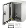 Vevor NEMA stålskap, 30x20x15 cm NEMA 4X stål koblingsboks, IP66 vanntett og støvtett, utendørs/innendørs elektrisk koblingsboks, med monteringsplate