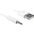 DeLOCK - Lade-/datakabel - USB hann til mini-phone stereo 3.5 mm hann - 1 m - hvit - for Apple iPod shuffle (1G, 2G)