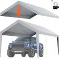 Vevor Carport erstatning baldakin deksel 6100 x 3040 mm Garasje Top Telt Shelter Tarp Heavy-Duty Vanntett og UV-beskyttet, Enkel installasjon med Ball Bungees, Grå (Kun toppdeksel, ramme ikke inkluder