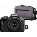 Canon EOS R100 + RF-S 18-45mm IS STM Travel Kit (Shoulder Bag + 64GB SD Card)