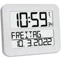 TFA-Dostmann TFA Time Line Max - Klokke - rektangulær - elektronisk - skrivebord, veggmonterbar - 25.8 x 21.2 cm - hvit