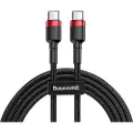 Baseus Cafule - USB-kabel - 24 pin USB-C (hann) til 24 pin USB-C (hann) - USB 2.0 - 20 V - 3 A - 1 m - USB Power Delivery (3A, 60W), støtte for Power Delivery 2,0 - rød/svart