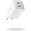 Anker PowerPort III - Strømadapter - 40 watt - 3 A - IQ 3.0 - 2 utgangskontakter (2 x USB-C) - hvit