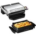 Tefal OptiGrill + GC714D, Rustfritt stål, Rektangulær, 600 cm², Aluminium, Termoplast, Klar, Temperatur