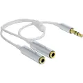 DeLOCK - Audio splitter - stereo mini jack (hann) til stereo mini jack (hun) - 25 cm - hvit